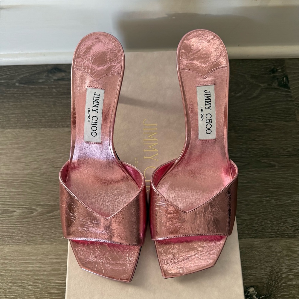 ❗️SOLD❗️JIMMY CHOO SKYE 70 MULE - ROSE METALLIC - Picture 5 of 8